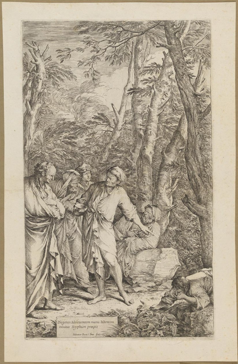Diogene getta via la sua ciotola da Salvator Rosa