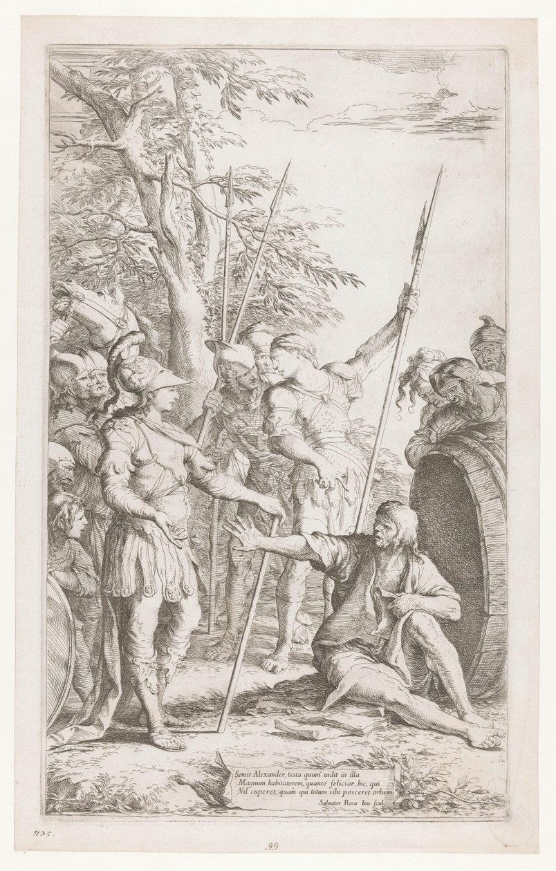 Diogene chiede ad Alessandro di non stare nella sua luce da Salvator Rosa