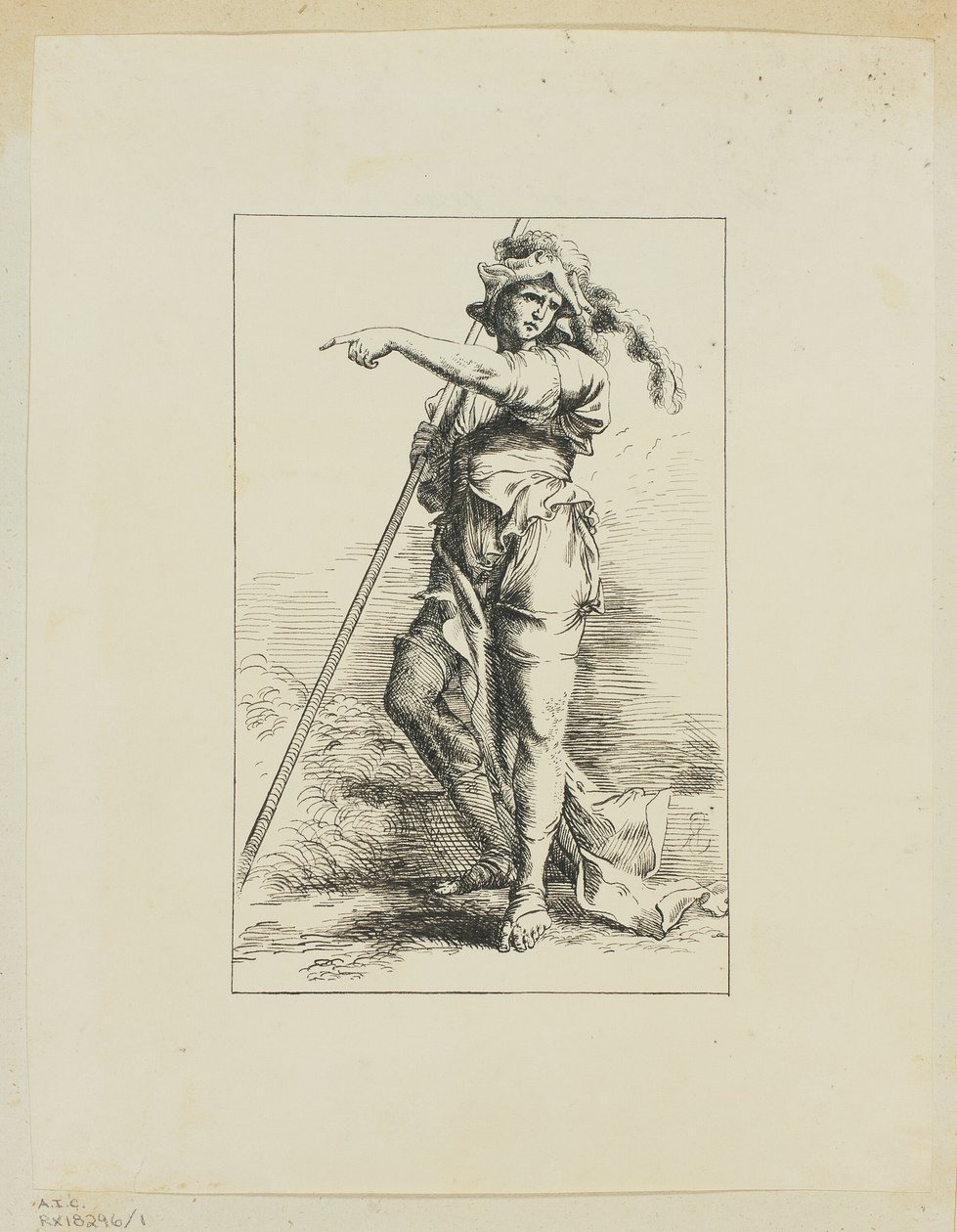 Figura con bastone che indica da Salvator Rosa