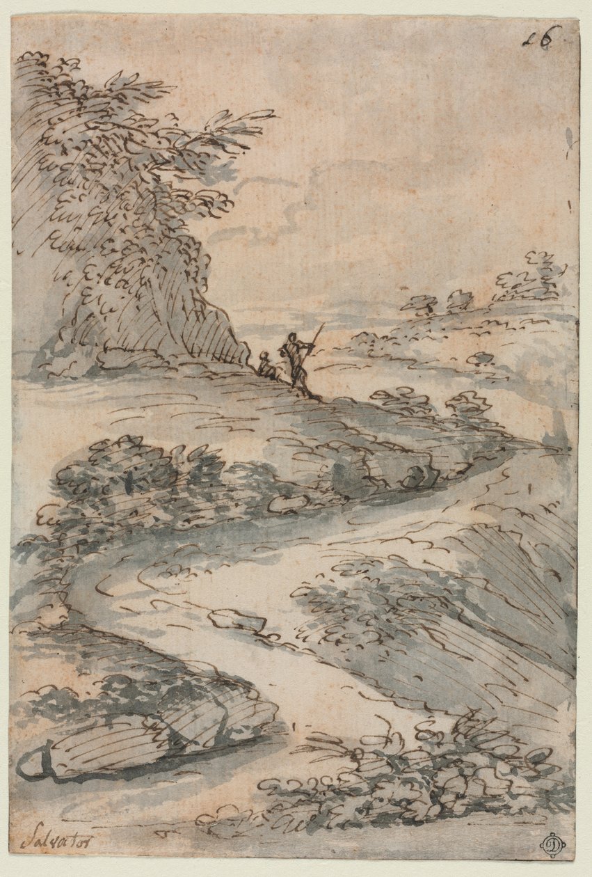 Figure su una strada tortuosa da Salvator Rosa