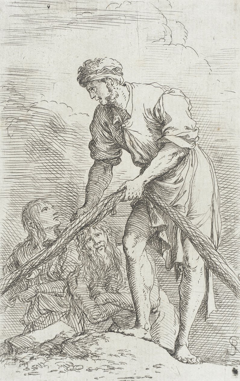 Statuetta: un uomo che trascina una rete da Salvator Rosa