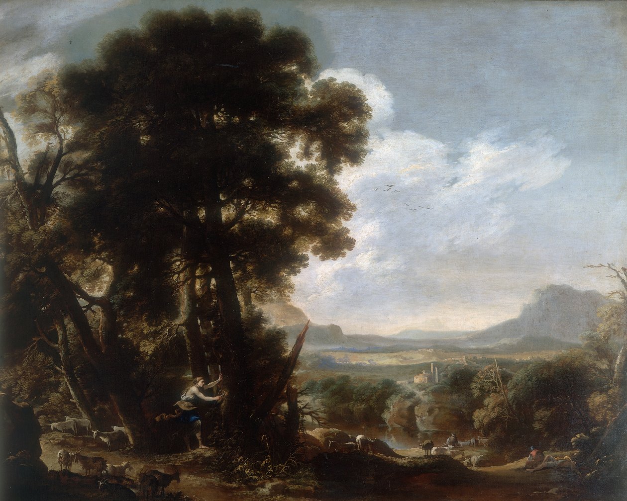Erminia incide il nome di Tancredi su un albero, opera di Salvatore Rosa, conservata alla Galleria Estense di Modena da Salvator Rosa
