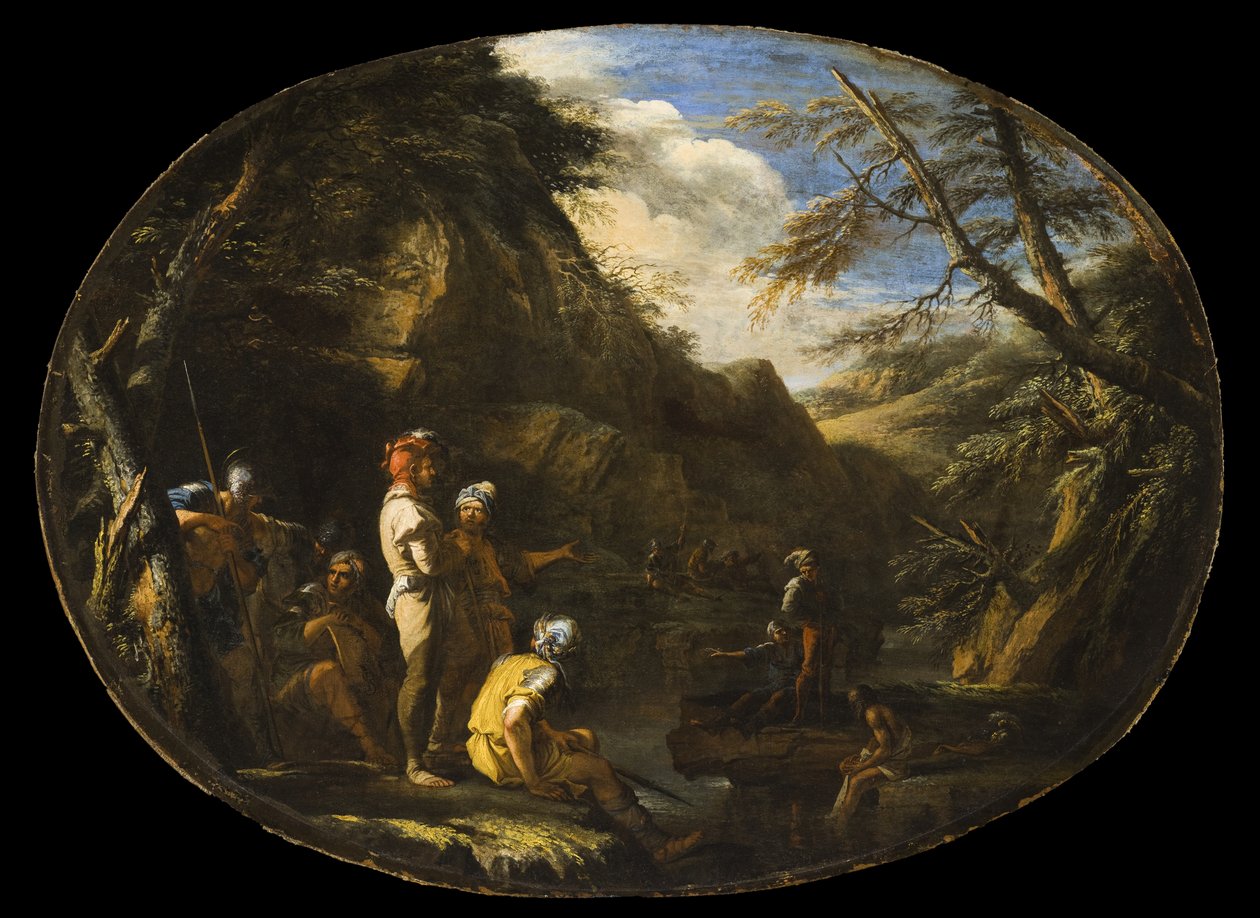 Paesaggio con uomini armati da Salvator Rosa