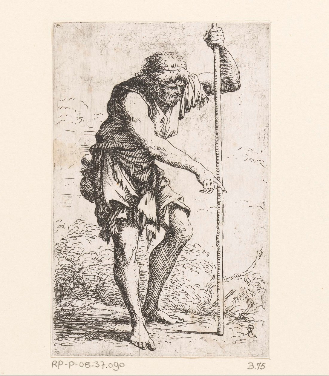 Vecchio con un bastone da Salvator Rosa