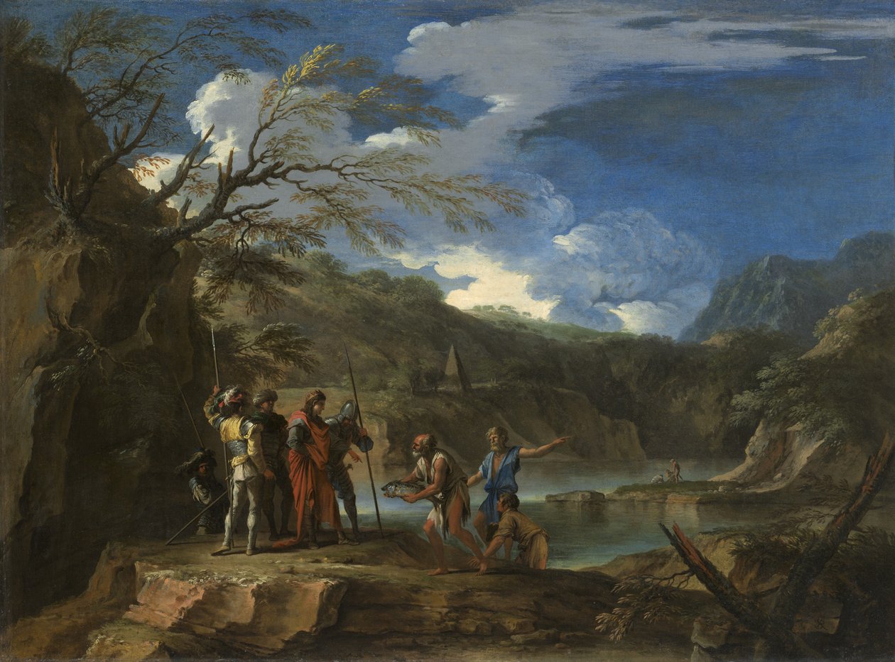 Policrate e il pescatore, c.1664 da Salvator Rosa