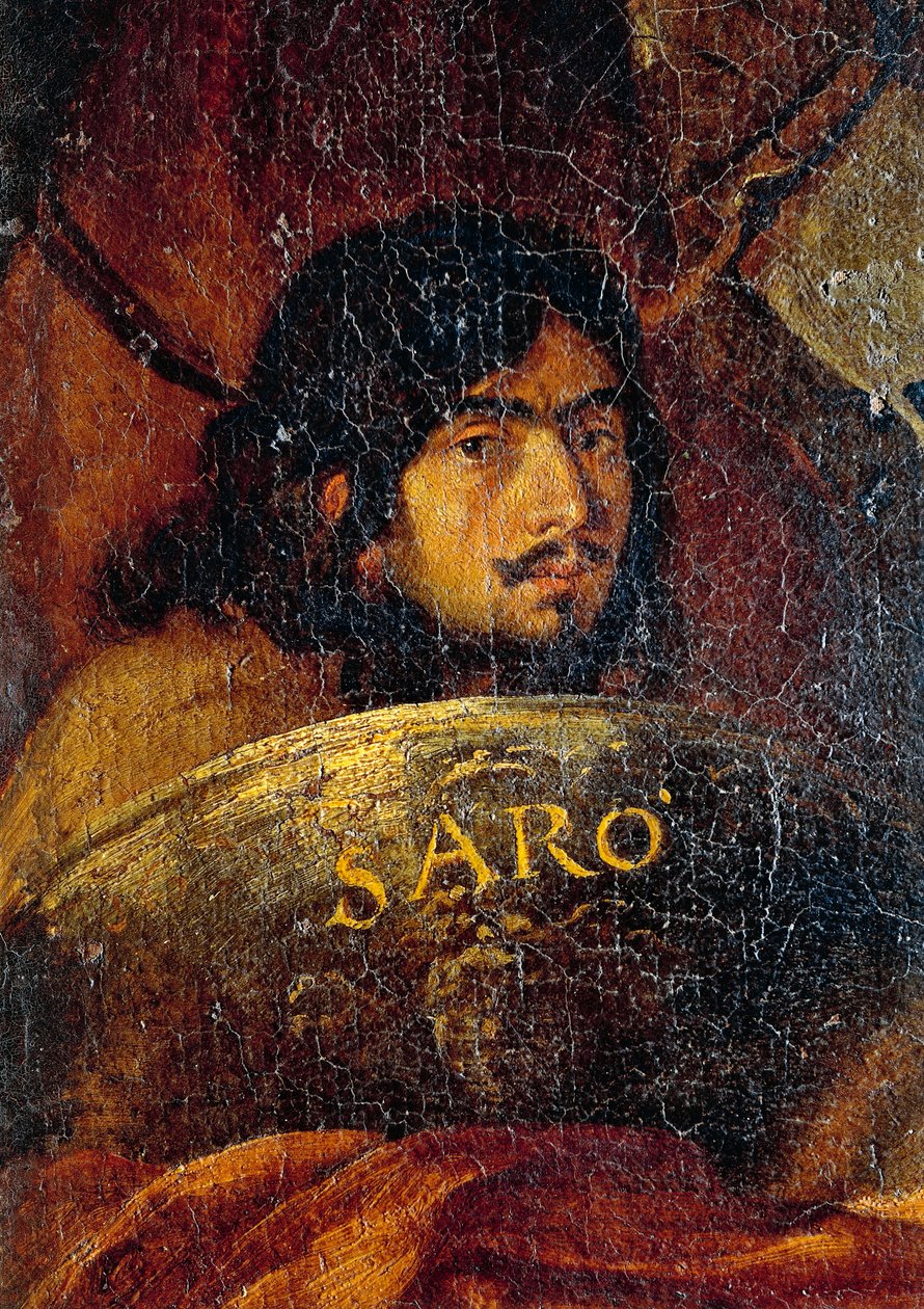 Autoritratto del pittore (dettaglio dalla Battaglia tra cristiani e turchi, di Salvator Rosa) da Salvator Rosa