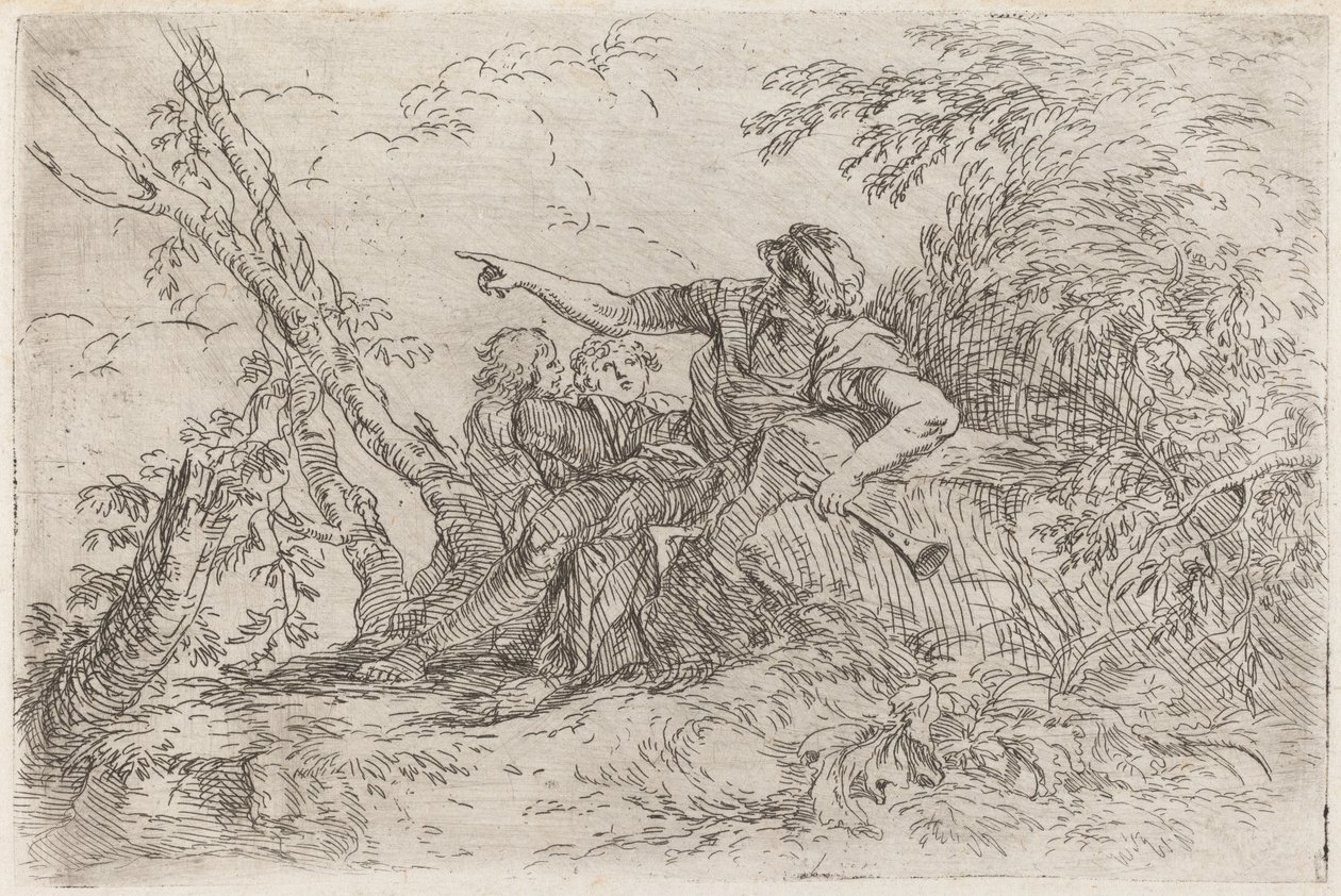 Pastore in un paesaggio da Salvator Rosa