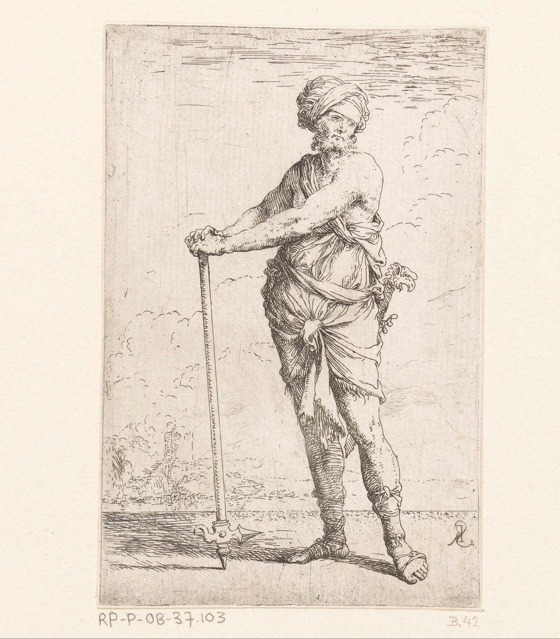 Soldato con martello da guerra da Salvator Rosa