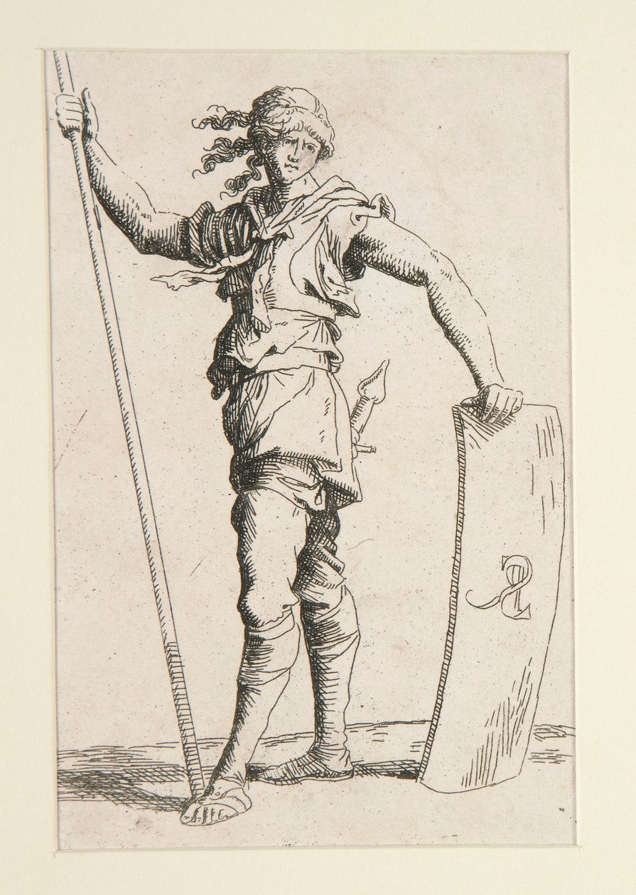 Soldato con lancia e scudo da Salvator Rosa