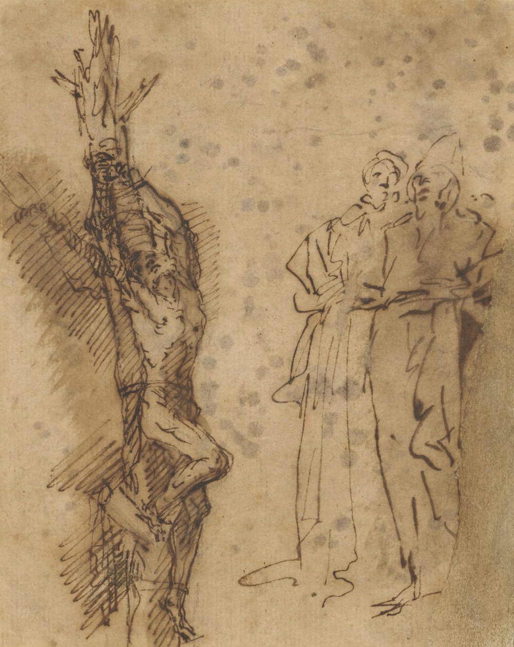 Studio per la crocifissione di Policrate, c.1662 da Salvator Rosa
