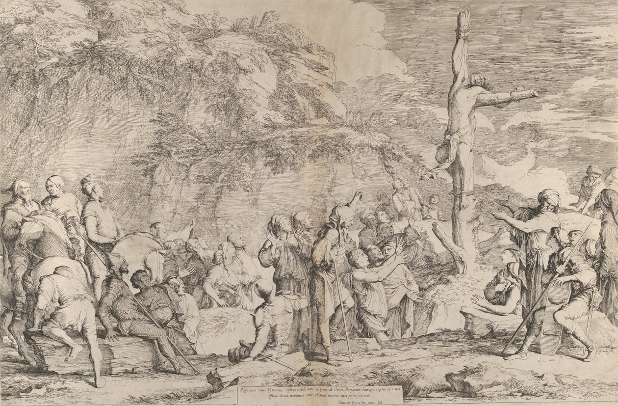 La crocifissione di Policrate il tiranno dopo la sua cattura da parte dei Persiani da Salvator Rosa