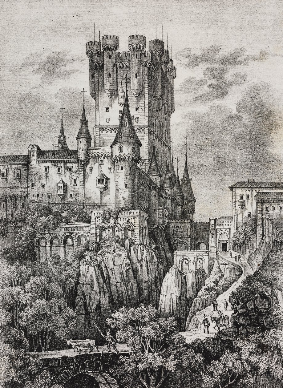 Alcazar di Segovia, Spagna, litografia di Salvatore Puglia da Poliorama Pittoresco, n 36, 12 aprile da Salvatore Puglia