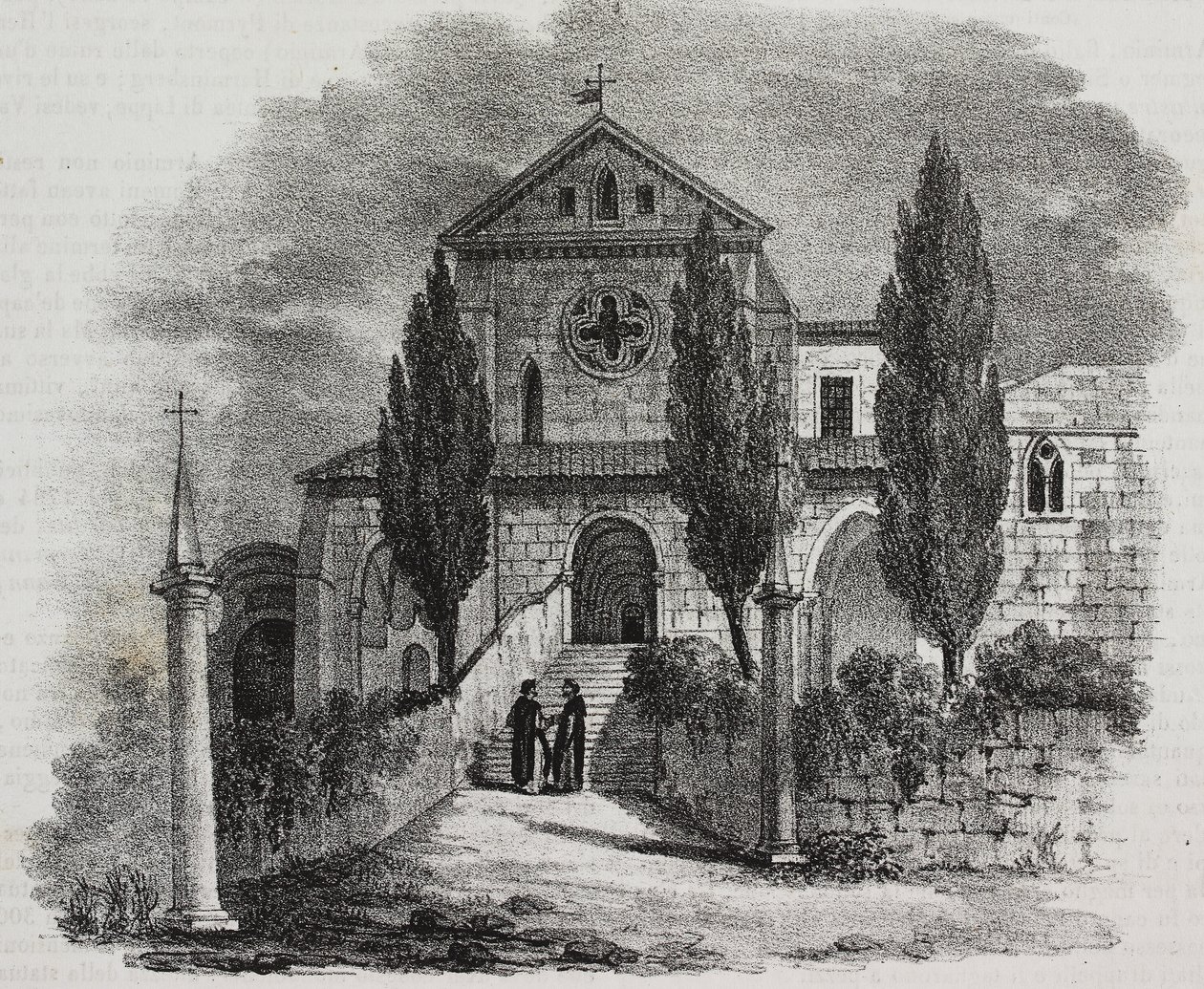 Abbazia di Casamari, Veroli, Lazio, Italia, litografia di Salvatore Puglia da Poliorama Pittoresco, n 47, 1 luglio da Salvatore Puglia