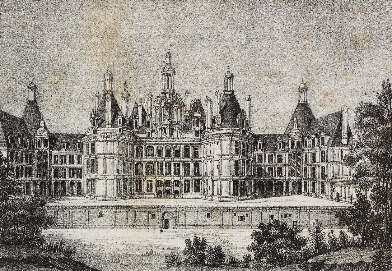 Castello di Chambord, Francia, litografia di Salvatore Puglia da Poliorama Pittoresco, n 39, 6 maggio da Salvatore Puglia