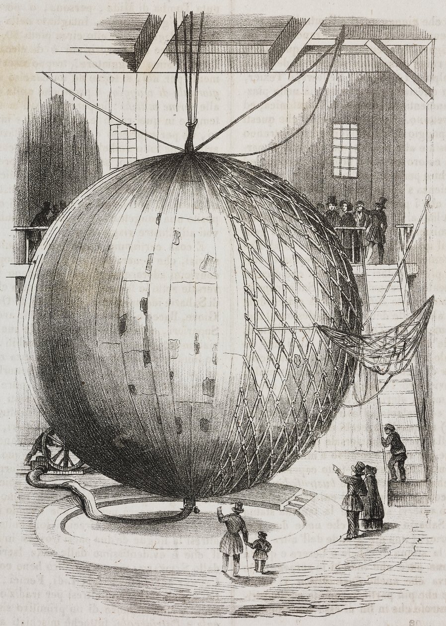 Mongolfiera di rame inventata da Edmond Marey-Monge, Francia, litografia di Salvatore Puglia da Poliorama Pittoresco, n 41, 18 maggio da Salvatore Puglia