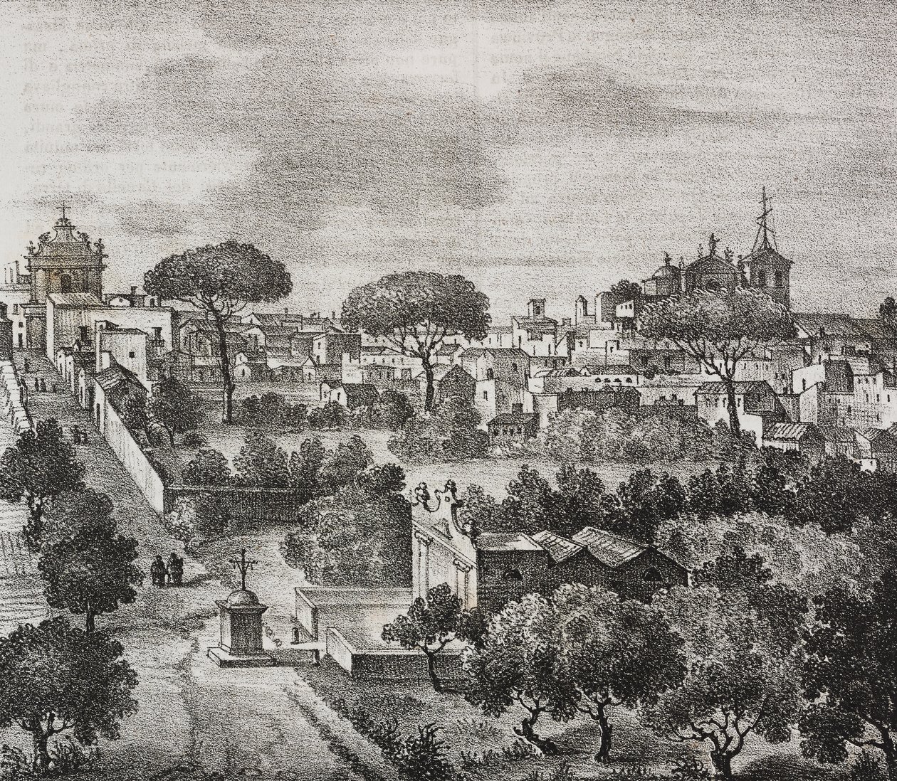 Veduta orientale di Mesagne, Puglia, Italia, litografia di Salvatore Puglia da Poliorama Pittoresco, n. 45, 15 giugno da Salvatore Puglia