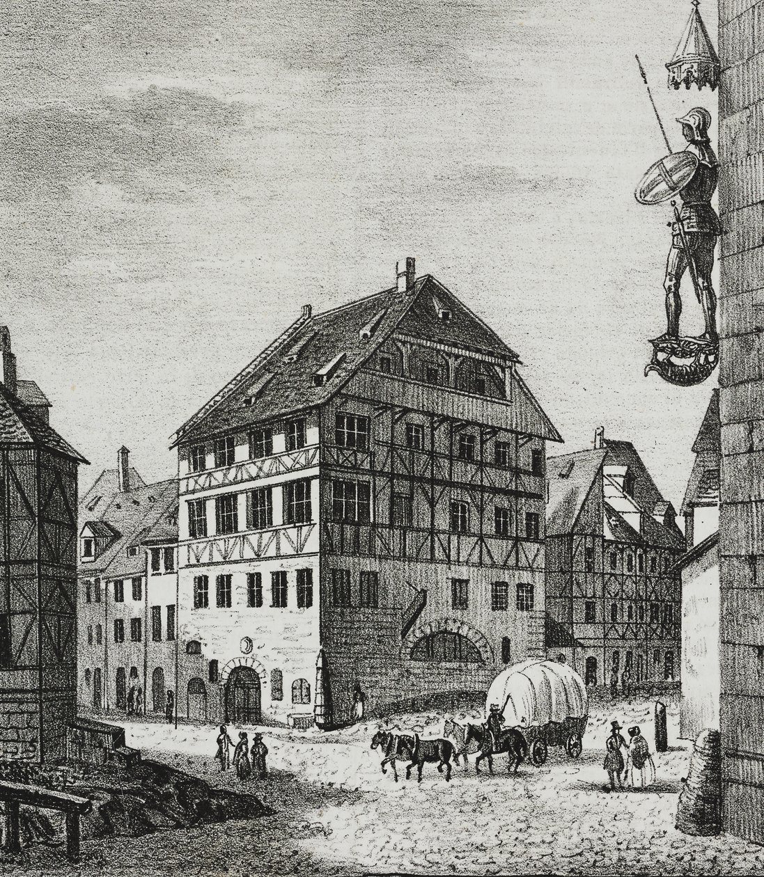 Casa di Albrecht Durer (1471-1528) a Norimberga, Germania, litografia di Salvatore Puglia da Poliorama Pittoresco, n.31, 12 marzo da Salvatore Puglia