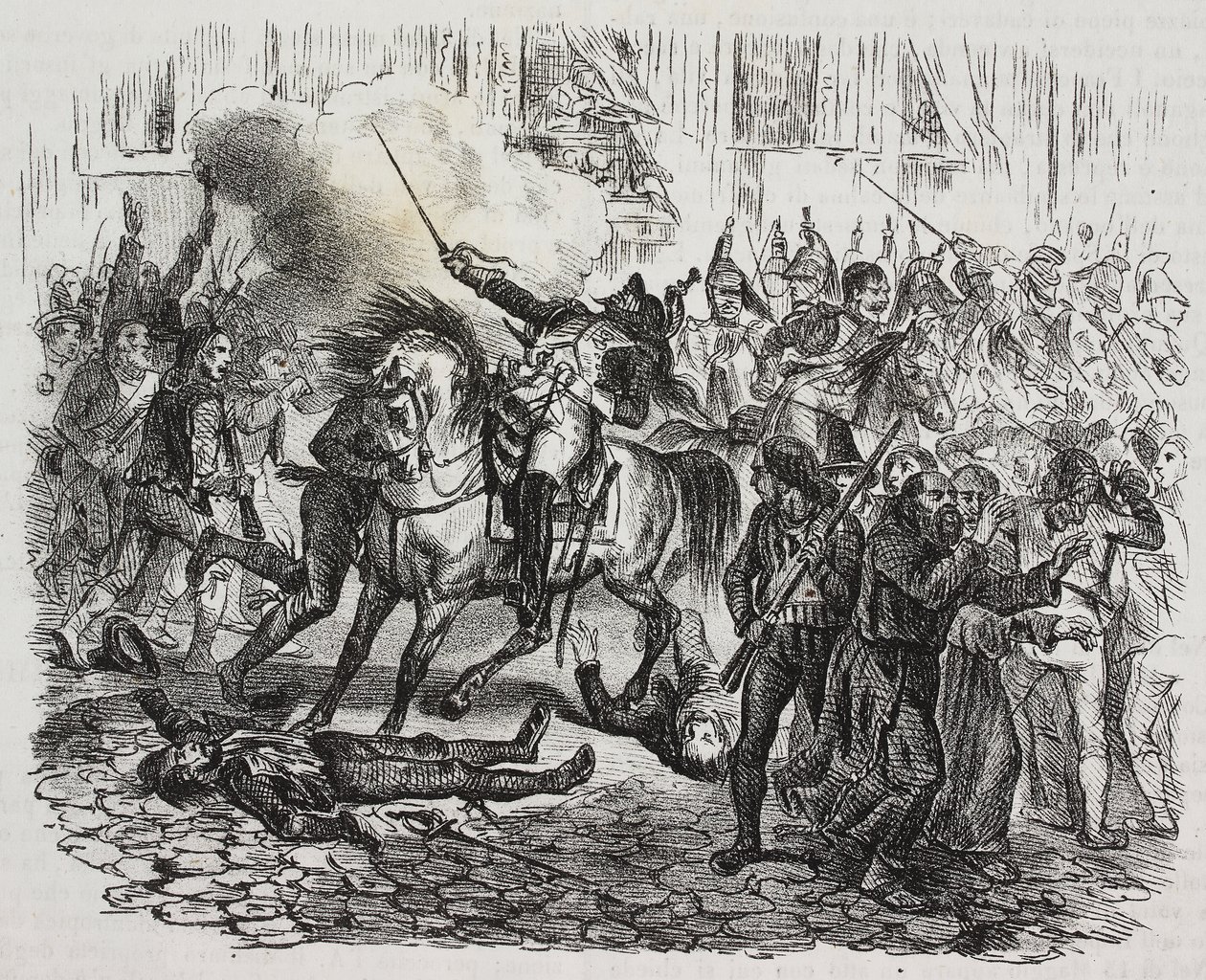 Insurrezione di Madrid, litografia di Salvatore Puglia dalla Storia di Napoleone di Cesare Malpica (1804-1848) da Poliorama Pittoresco, n 47, 1 luglio da Salvatore Puglia