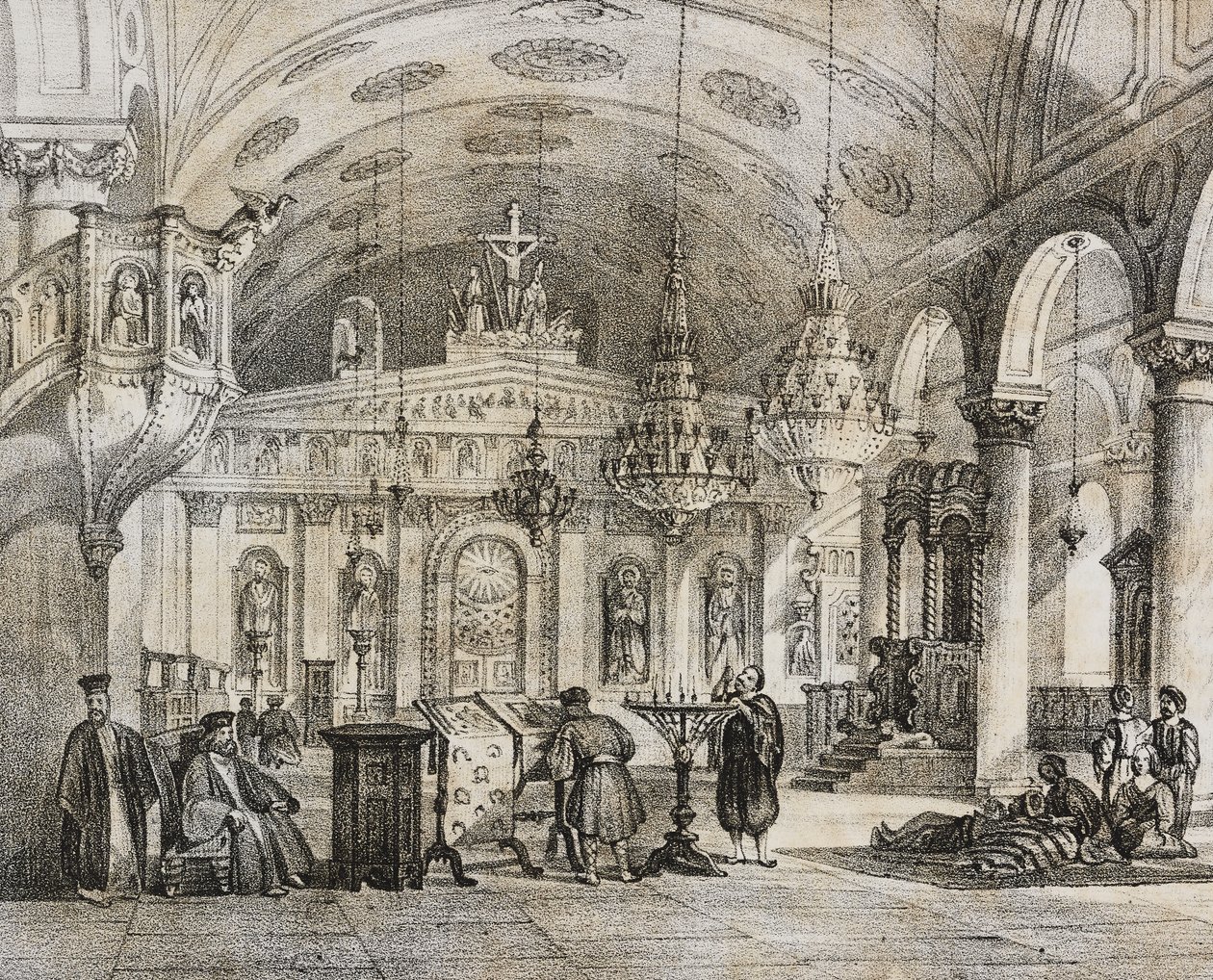 Interno della chiesa greca di Baloukli, vicino a Costantinopoli, Turchia, litografia di Salvatore Puglia da Poliorama Pittoresco, n.28, 15 febbraio da Salvatore Puglia