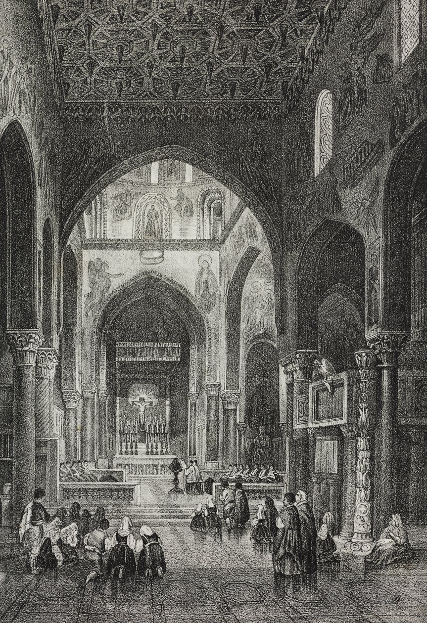 Interno della Cappella Palatina nel Palazzo dei Normanni o Palazzo Reale a Palermo, Sicilia, Italia, litografia di Salvatore Puglia da Poliorama Pittoresco, n 41, 21 maggio da Salvatore Puglia