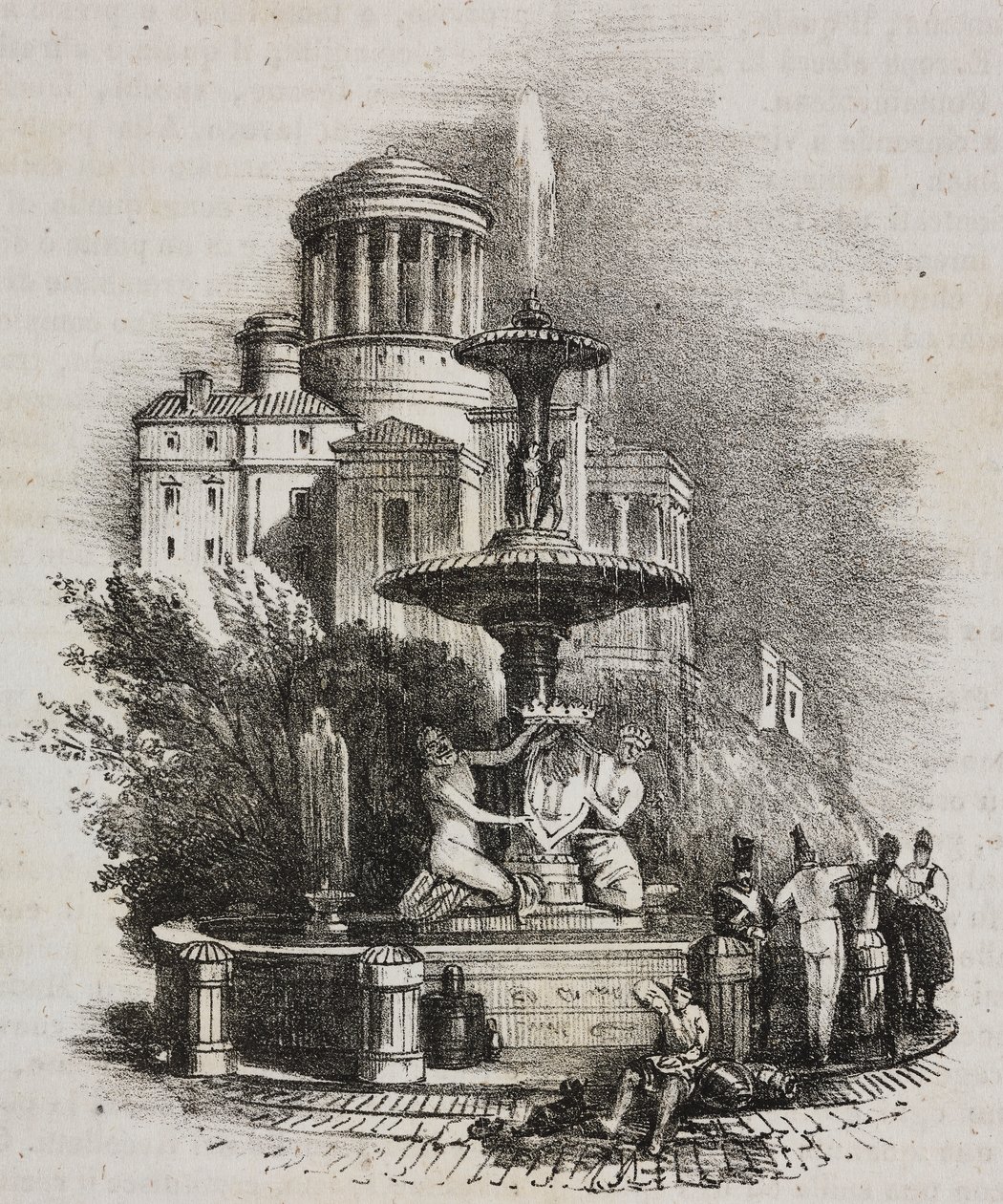 Fontana del Prado, Madrid, Spagna, litografia di Salvatore Puglia da Poliorama Pittoresco, n. 39, 4 maggio da Salvatore Puglia