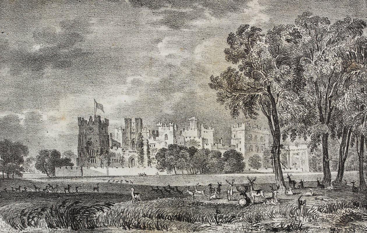 Castello di Raby, Durham, Inghilterra, Regno Unito, litografia di Salvatore Puglia da Poliorama Pittoresco, n 42, 27 maggio da Salvatore Puglia
