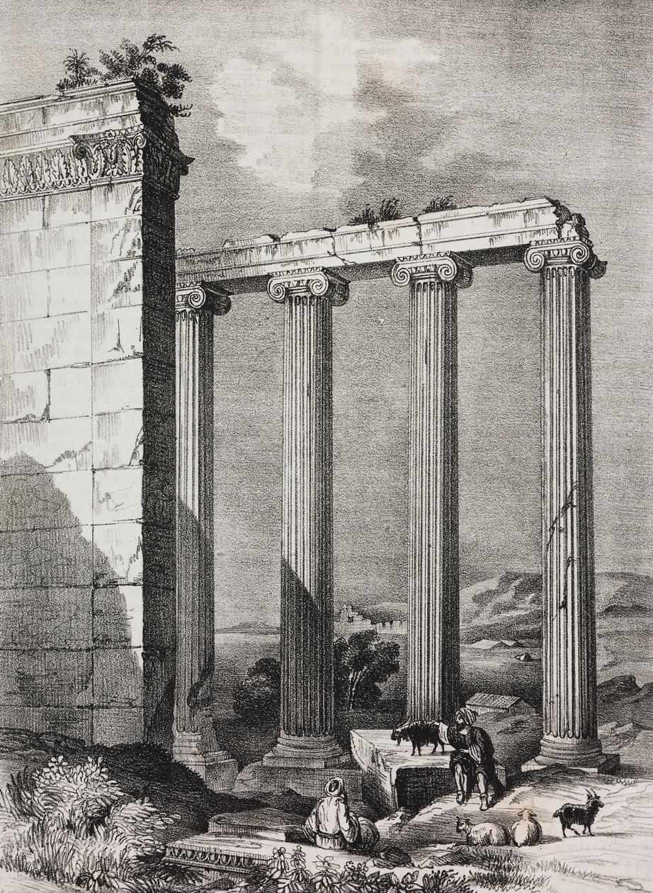 Rovine del tempio ionico Tchavdere, Asia Minore, litografia di Salvatore Puglia da Poliorama Pittoresco, n 37, 19 aprile da Salvatore Puglia