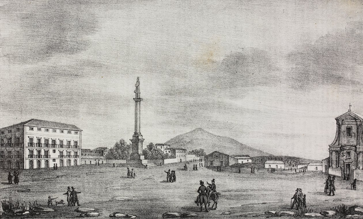 Piazza della Statua a Catania, Sicilia, Italia, litografia di Salvatore Puglia da Poliorama Pittoresco, n 15, 19 novembre da Salvatore Puglia