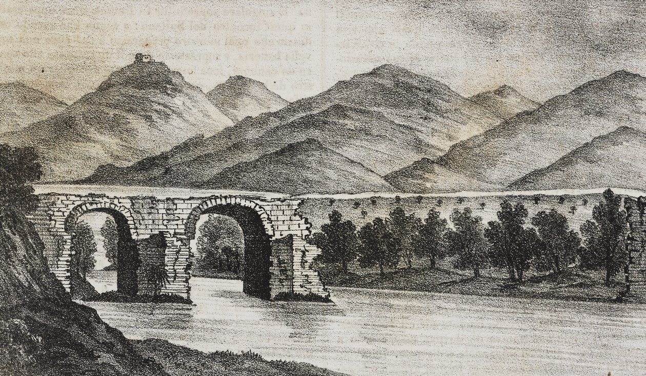 Il ponte rotto vicino a Capua, Campania, Italia, litografia di Salvatore Puglia da Poliorama Pittoresco, n.23, 13 gennaio da Salvatore Puglia