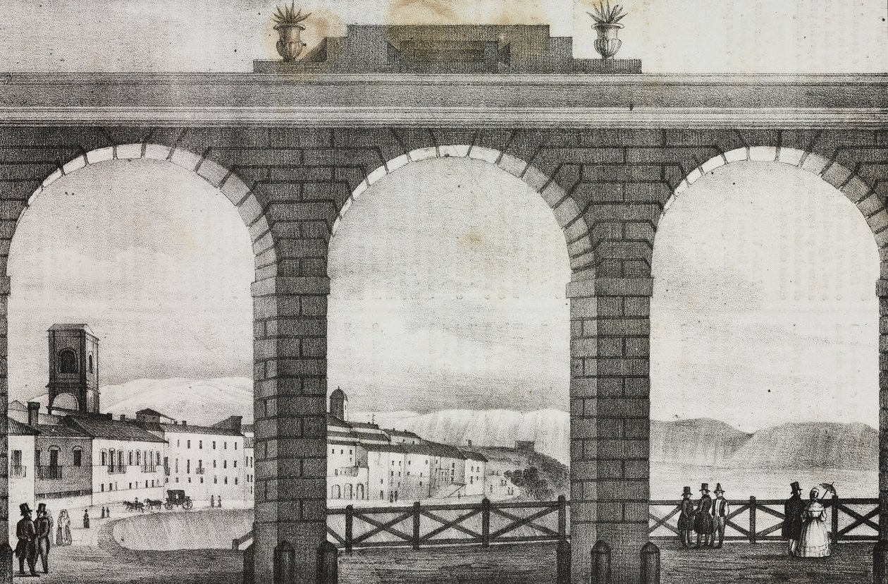 Veduta di Chieti da Piazza Grande, Italia, litografia di Salvatore Puglia da Poliorama Pittoresco, n 2, 21 agosto da Salvatore Puglia