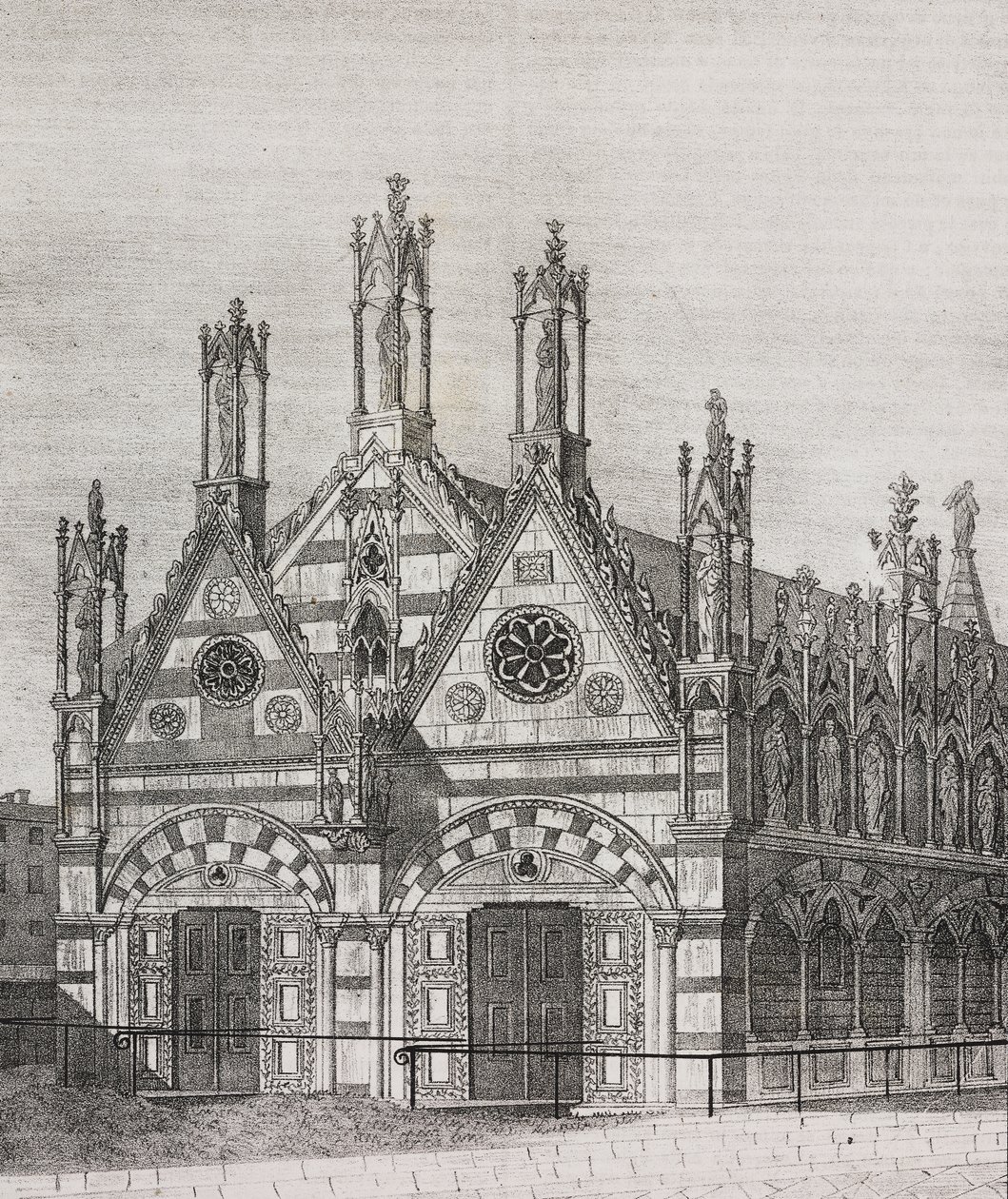 Veduta della Chiesa di Santa Maria della Spina a Pisa, Toscana, Italia, litografia di Salvatore Puglia da Poliorama Pittoresco, n 34, 29 marzo da Salvatore Puglia