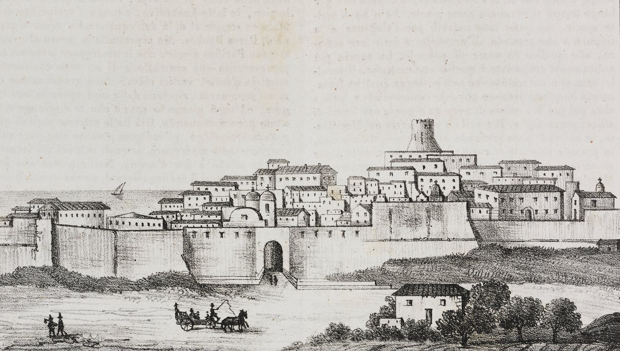 Veduta di Crotone, Calabria, Italia, litografia di Salvatore Puglia da Poliorama Pittoresco, n. 12, 26 ottobre da Salvatore Puglia