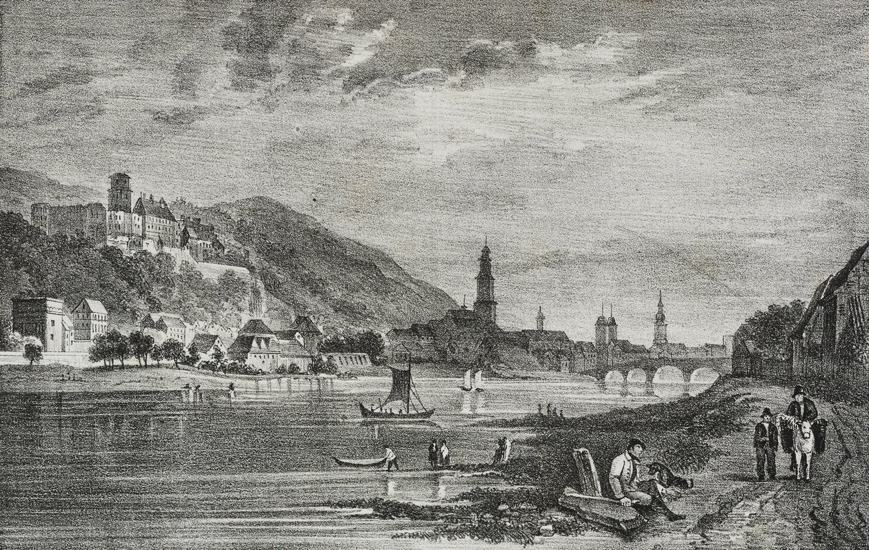 Veduta di Heidelberg, Germania, litografia di Salvatore Puglia da Poliorama Pittoresco, n 28, 19 febbraio da Salvatore Puglia