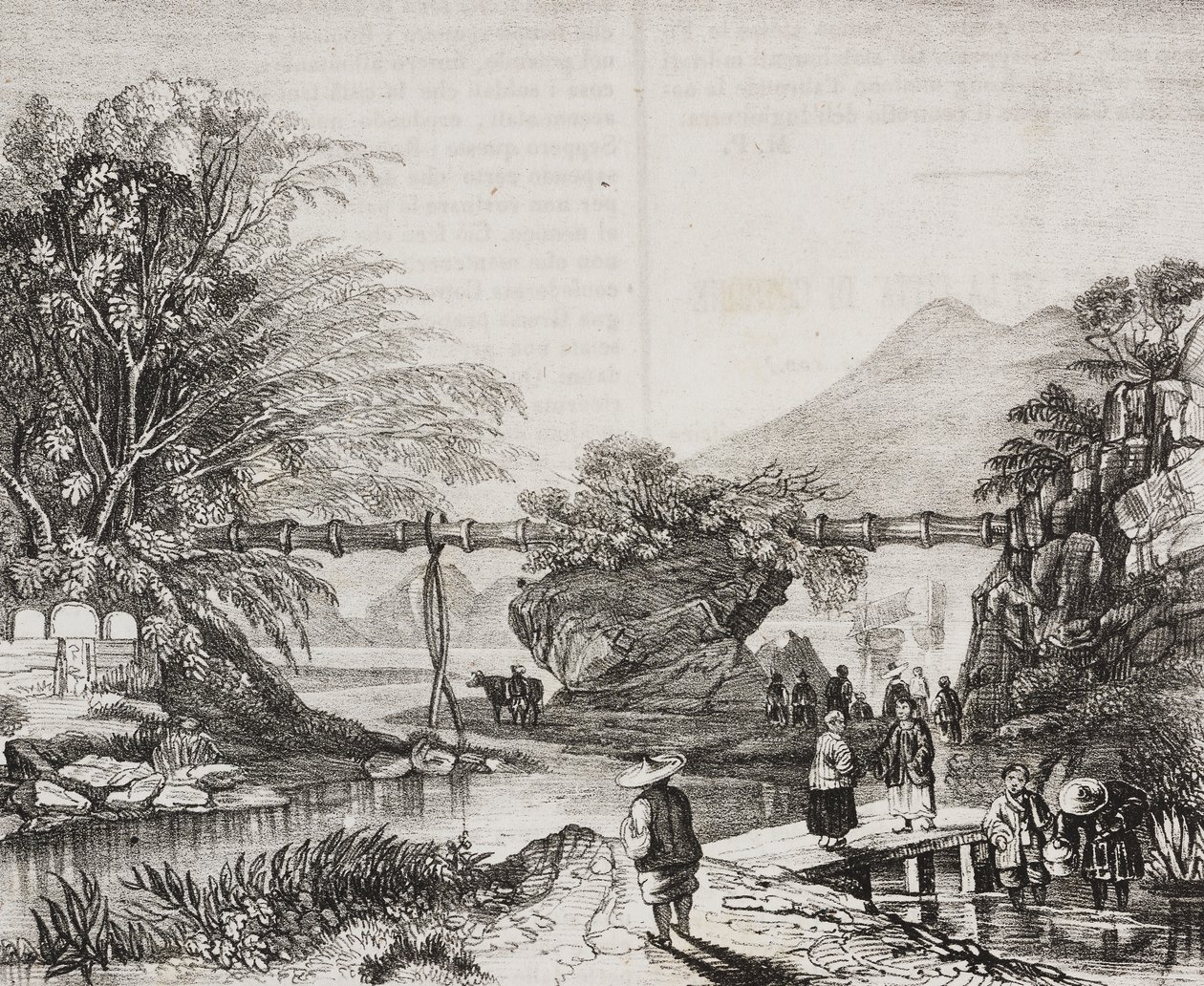 Veduta della valle di Hong Kong, Cina, litografia di Salvatore Puglia da Poliorama Pittoresco, n 14, 9 novembre da Salvatore Puglia