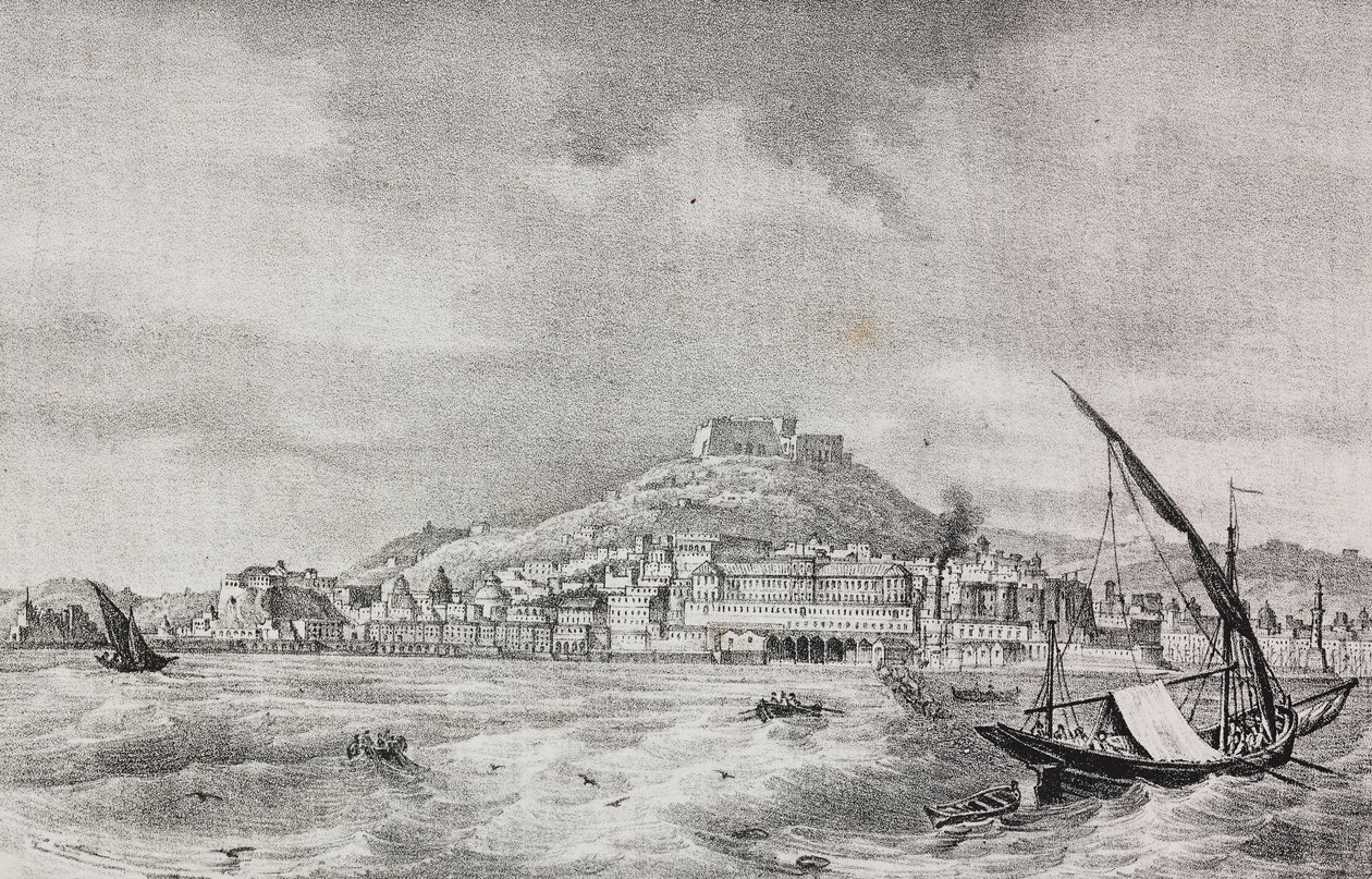 Veduta di Napoli dal mare, Campania, Italia, litografia di Salvatore Puglia da Poliorama Pittoresco, n 2, 17 agosto da Salvatore Puglia