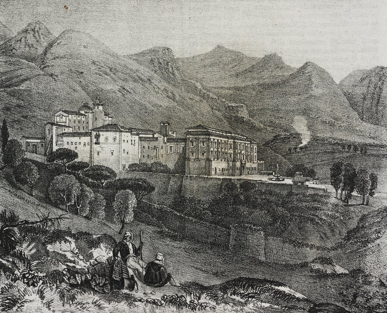 Veduta del monastero di San Martino delle Scale vicino a Palermo, Sicilia, Italia, da Poliorama Pittoresco, n. 47, 2 luglio da Salvatore Puglia