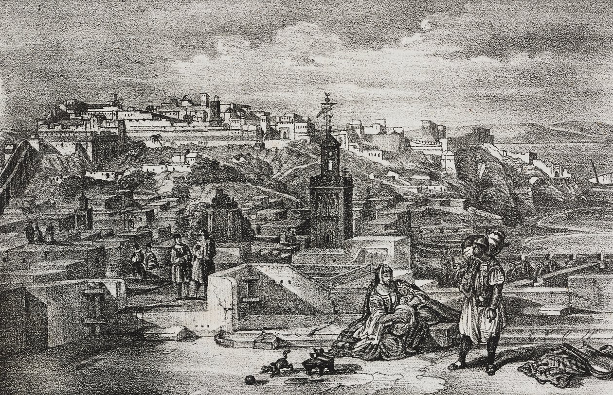 Vista della cittadella di Tangeri, Marocco, litografia di Salvatore Puglia da Poliorama Pittoresco, n. 26, 3 febbraio da Salvatore Puglia
