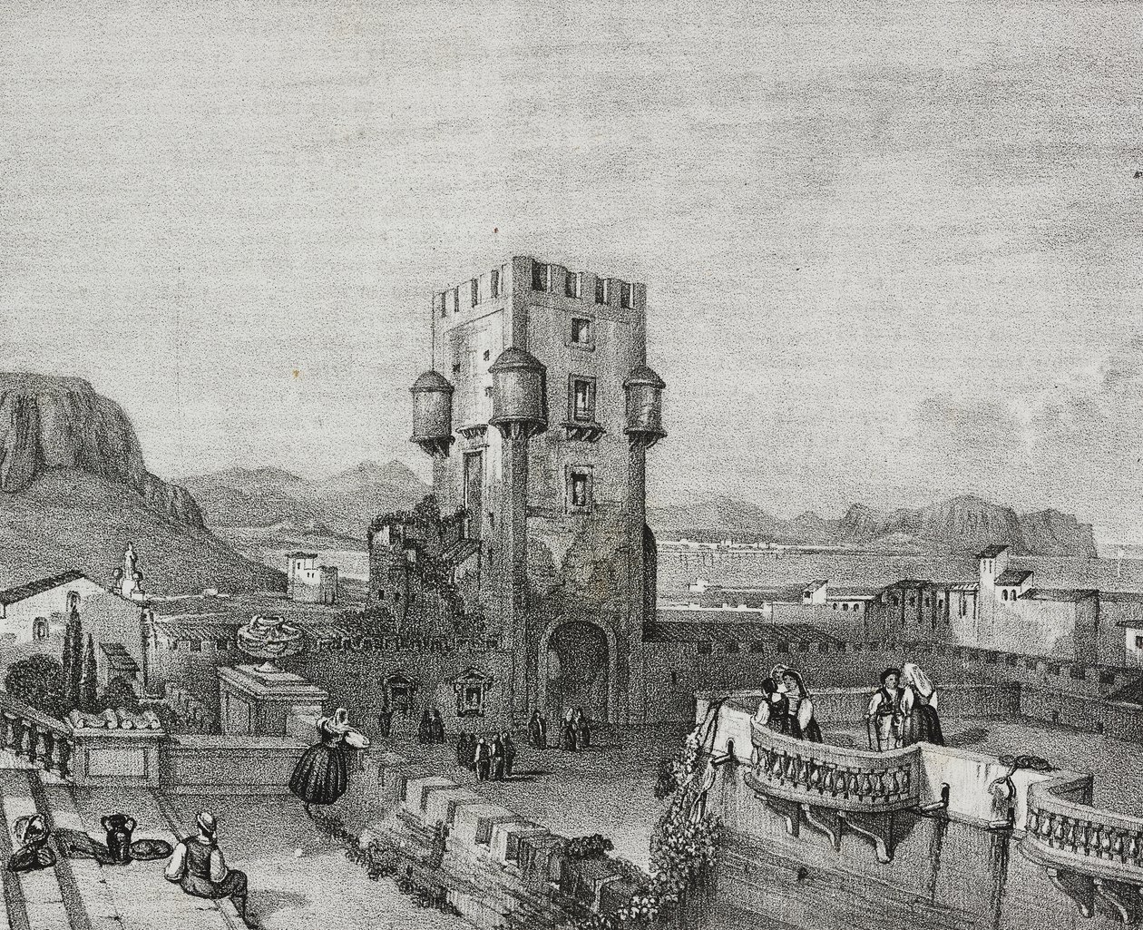 Villa del Principe di Butera a Bagheria, Palermo, Sicilia, litografia di Salvatore Puglia da Poliorama Pittoresco, n 3, 28 agosto da Salvatore Puglia