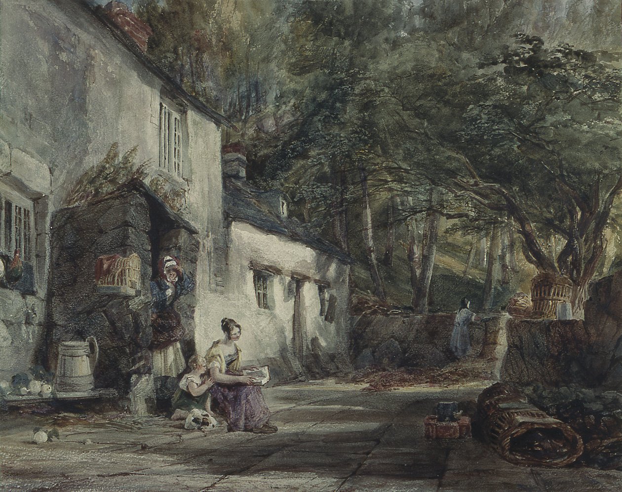 Un cottage nel Galles del Nord, con figure da Samuel Austin