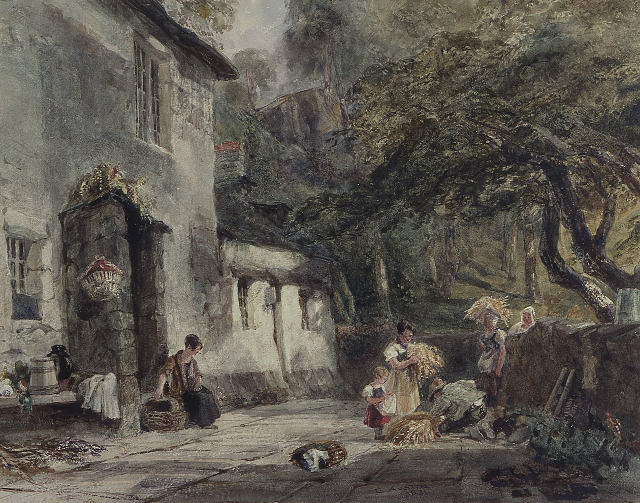 Un cottage nel Galles del Nord, con figure da Samuel Austin