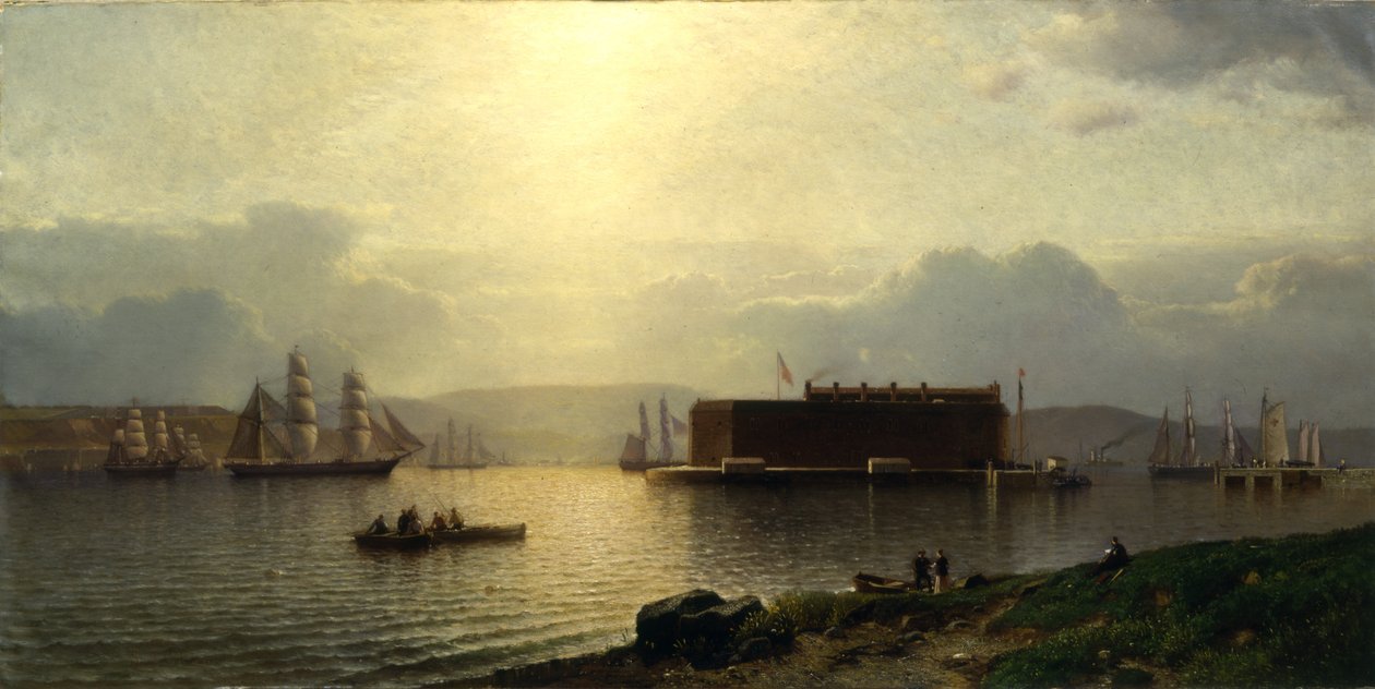 Il Narrows e Fort Lafayette, navi in arrivo al porto, New York Harbor, 1868 da Samuel Colman