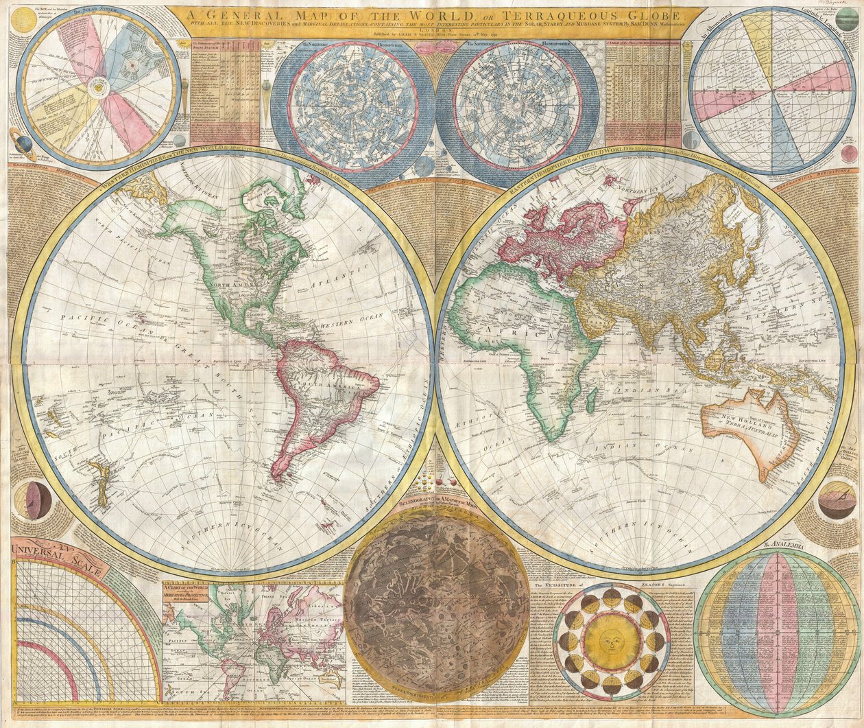 Mappa del mondo in emisferi da Samuel Dunn