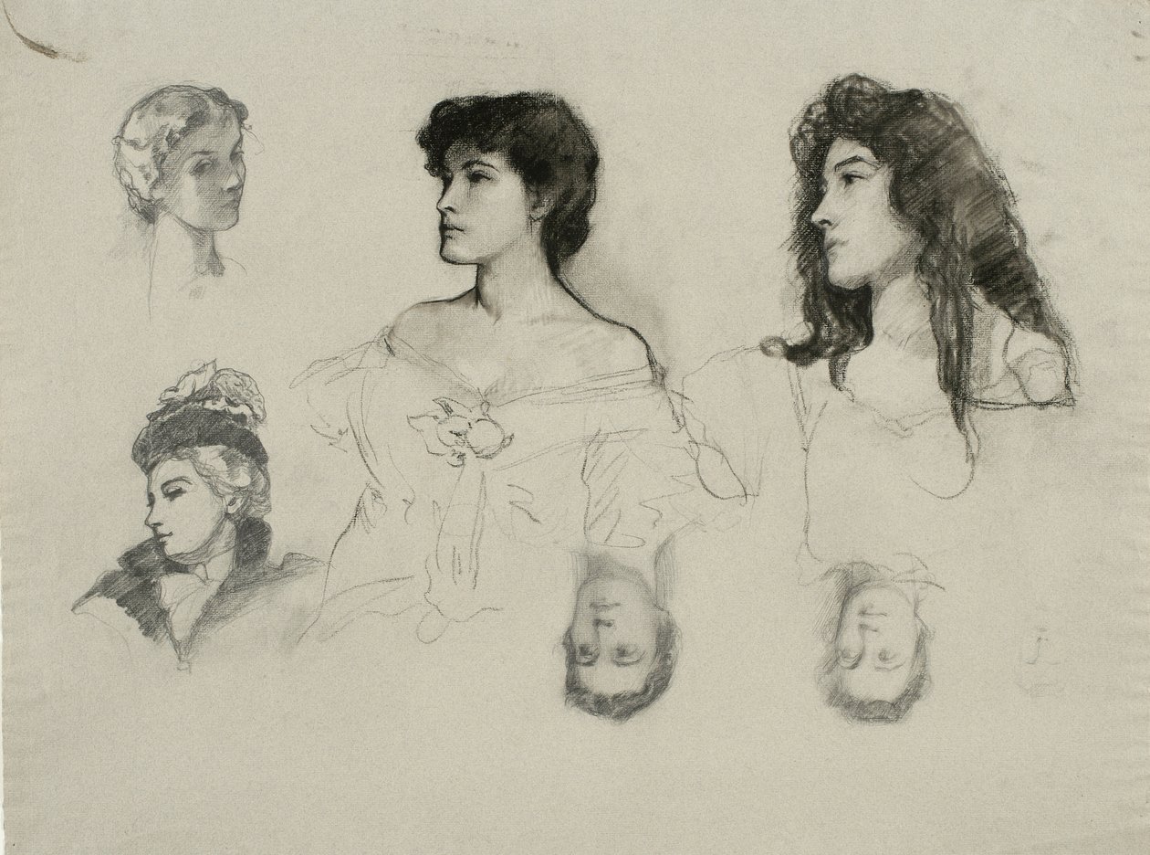 Schizzi di sei teste femminili da Samuel Isham