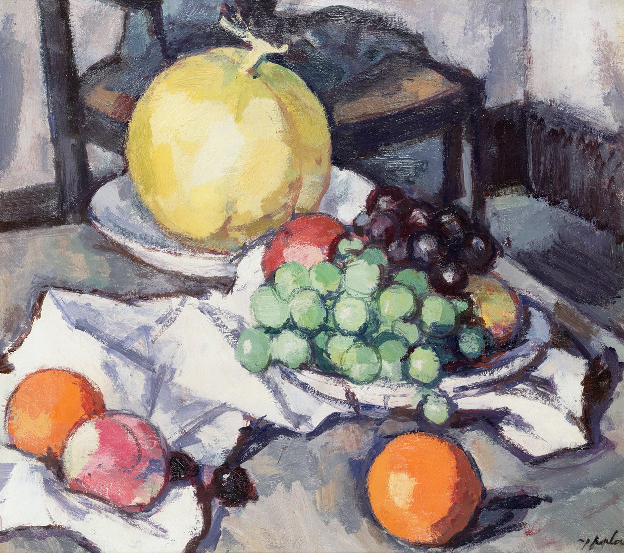 Natura morta con meloni e uva da Samuel John Peploe