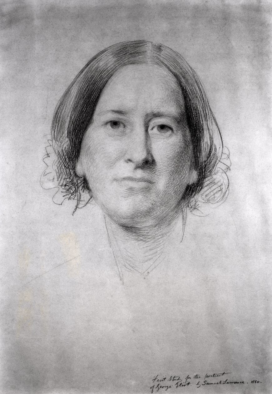 Primo studio per il ritratto di George Eliot (Mary Ann Evans) (1819-1880) 1860 da Samuel Laurence