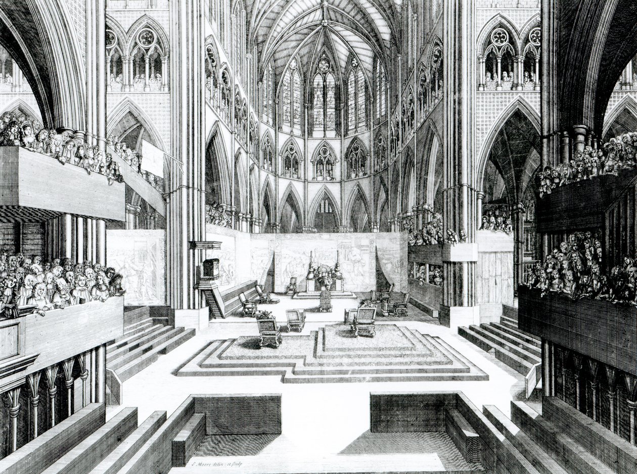 Incoronazione di Giacomo II alla Chiesa Collegiata di San Pietro, Westminster da Samuel Moore