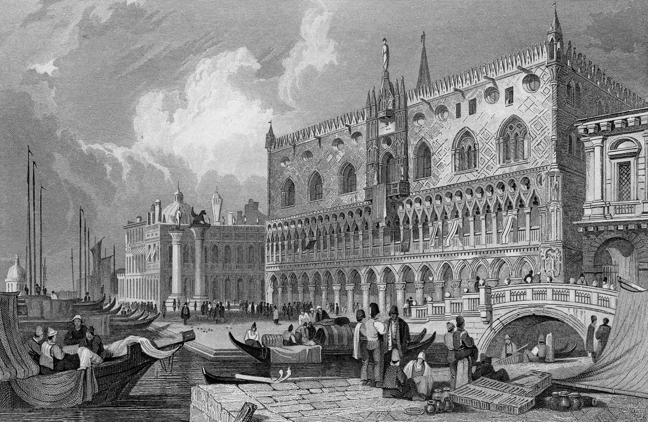 Il Canal Grande e il Palazzo Ducale, Venezia, inciso da Charles Westwood, 1844 da Samuel Prout