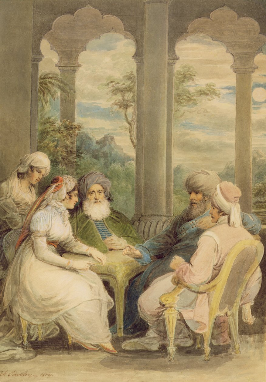 Il principe Rasselas e sua sorella conversano nel loro palazzo estivo sulle rive del Nilo, 1804 da Samuel Shelley