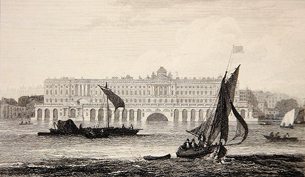 Veduta di Somerset House dal fiume Tamigi, inciso da W.B. Cooke (1814) da Samuel (after) Owen