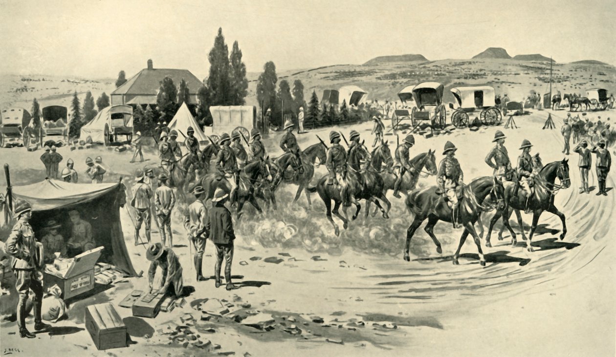 Lord Roberts e lo Staff in partenza per una ricognizione dal Quartier Generale a Smaldeel, 1901 da Samuel Begg